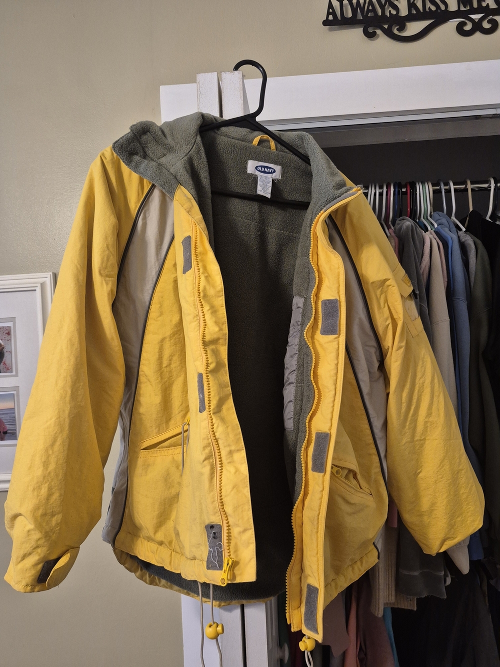 Old Navy Men’s Yellow Hooded Winter Jacket